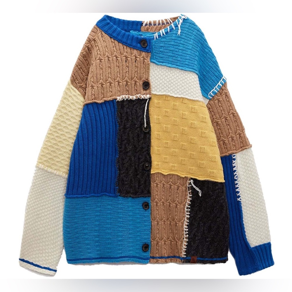 Ader Error x Zara Oversized Patchwork Knit Cardig… - image 2